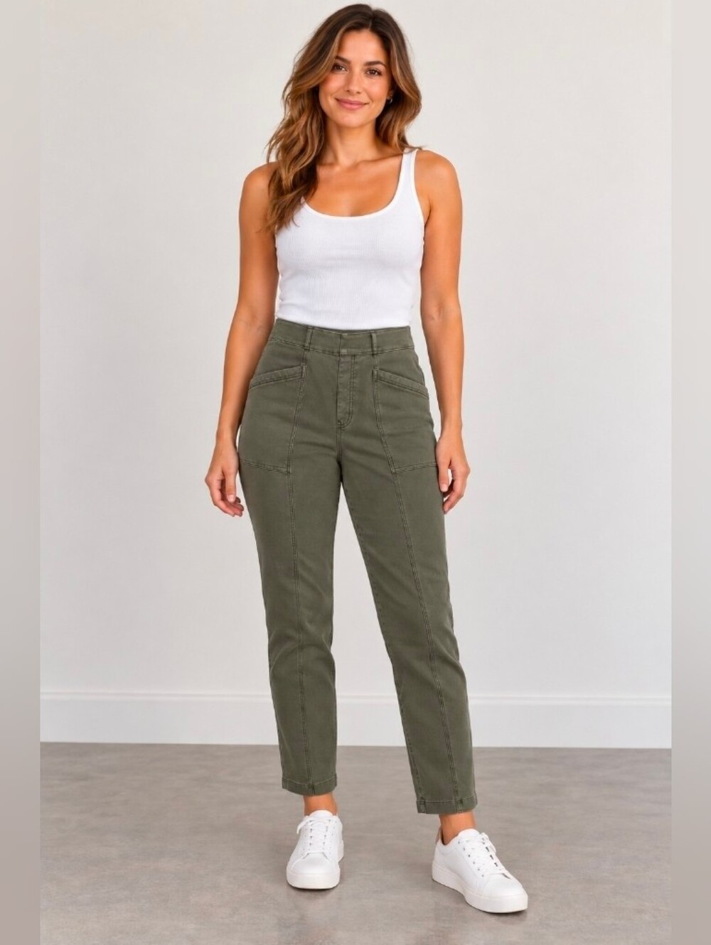 SPANX Straight Leg Utility Pants in Olive